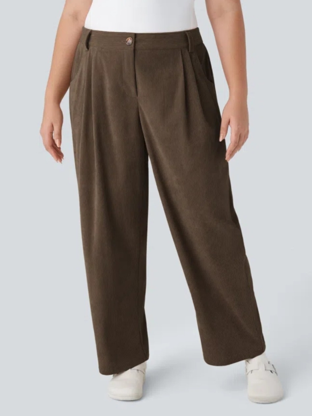 NWT. Size 2X HALARA Corduroy Straight-Leg Pants in Chocolate Brown